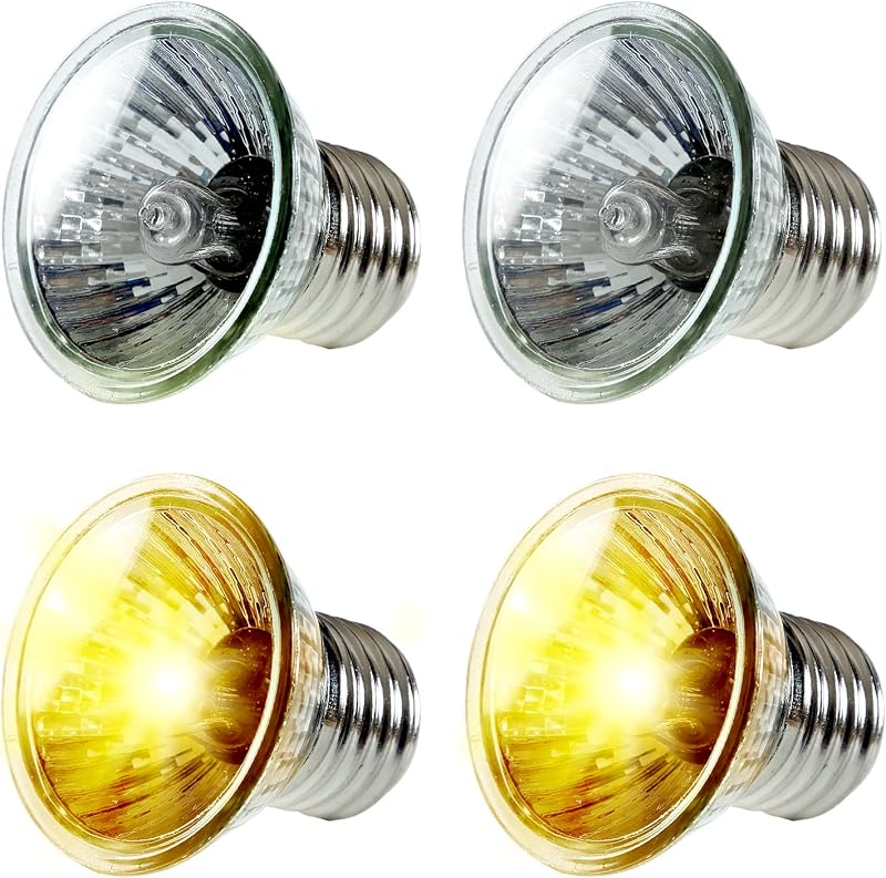 PewinGo 4 Pack 50W UVA UVB Heat Lamp Bulbs E27 Reptile Amphibian