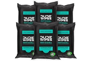 DUDE Wipes - Flushable Wipes Travel Pack - 6 Pack, 108 Count - Mint Chill Extra-Large - Vitamin-E, Aloe Vera, Eucalyptus, and Tea Tree Oils - Septic and Sewer