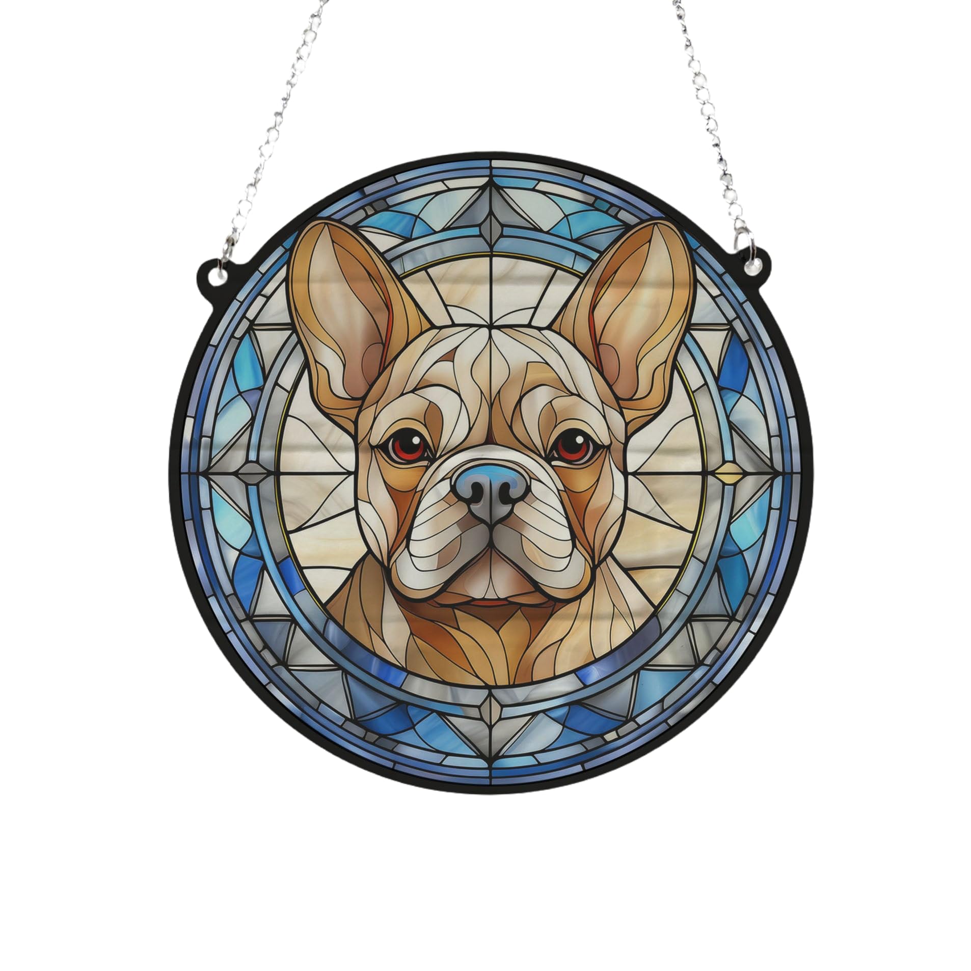French Bulldog Tan Stained Glass Effect Suncatcher Gift for Dog Lovers - 19cm