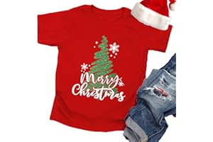 CAZYCHILD Christmas Tree Shirt for Toddler Boys Girls Merry Christmas T-Shirts Short Sleeve Holiday Tee Xmas Gift Tops