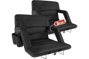 yeyeeyyee Extra Wide Stadium Seats with Back Support 2 Pack, Bleacher Chairs with Back and Cushion Folding Stadium Chairs, 6 Reclining Positions Waterproof Bleacher Seats (Extra Wide|25" Black)
