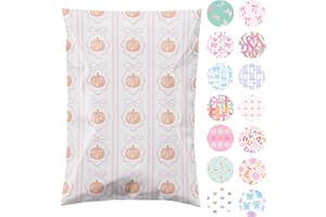 Pretty Package Store 6x9 Designer Poly Mailer 100 Pack Heavy Duty Waterproof Self Seal Shipping Bags for Small Business Large Mailing Envelopes Bulk Tear Resistant Packaging Pumpkins Bows Fall