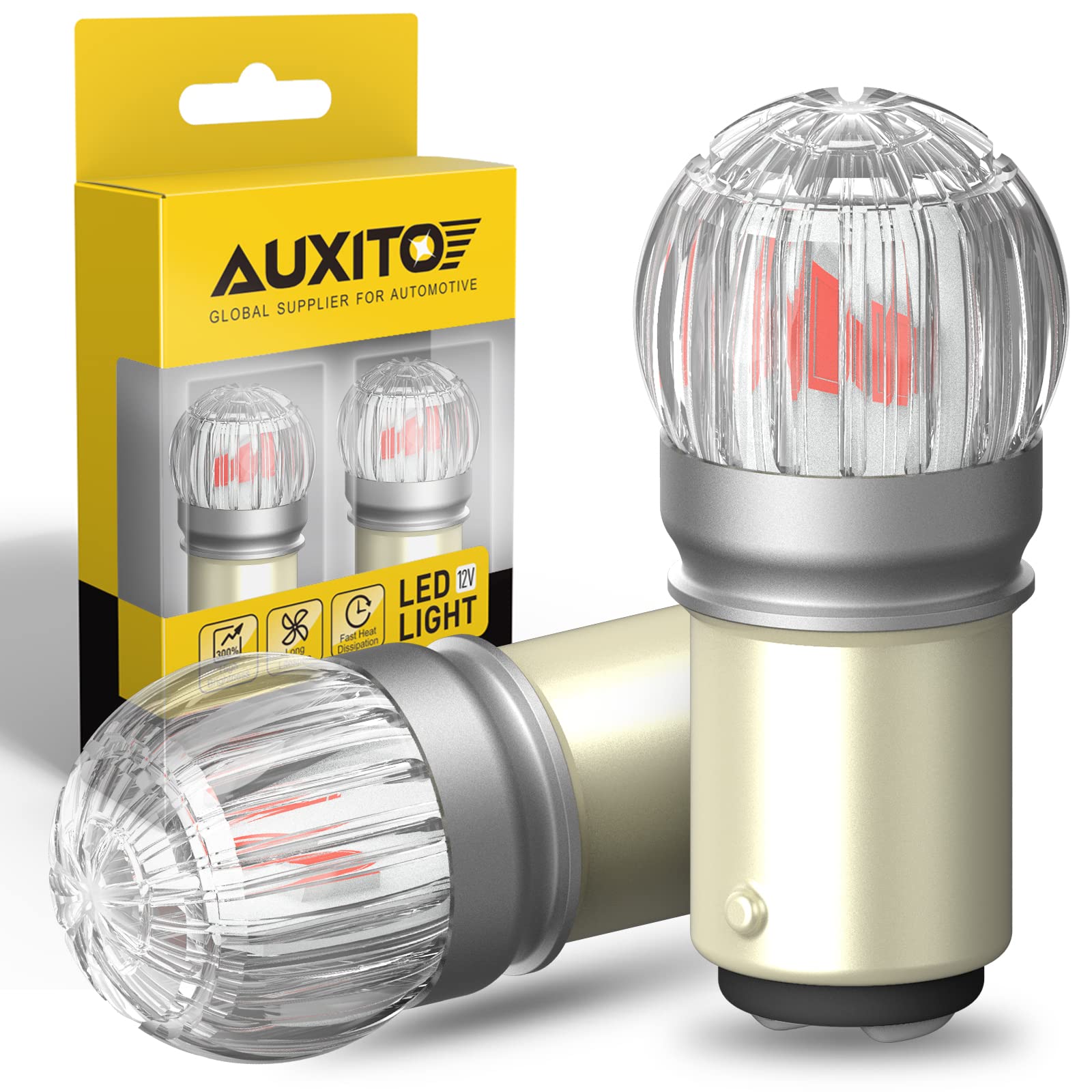 Photo 1 of AUXITO 1157 LED Bulbs Red Brake Light, 400% Brighter 2057 2357 7528 BAY15D LED Light for Tail Lights, Brake Stop Signal Light, Side Marker Parking Light, Pack of 2