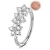 COCHARM 20G 925 Sterling Silver Small Thin Nose Ring Hoop for Women, Silver 7mm - 8mm Adjustable Half Hoop Nostril Piercing Jewelry