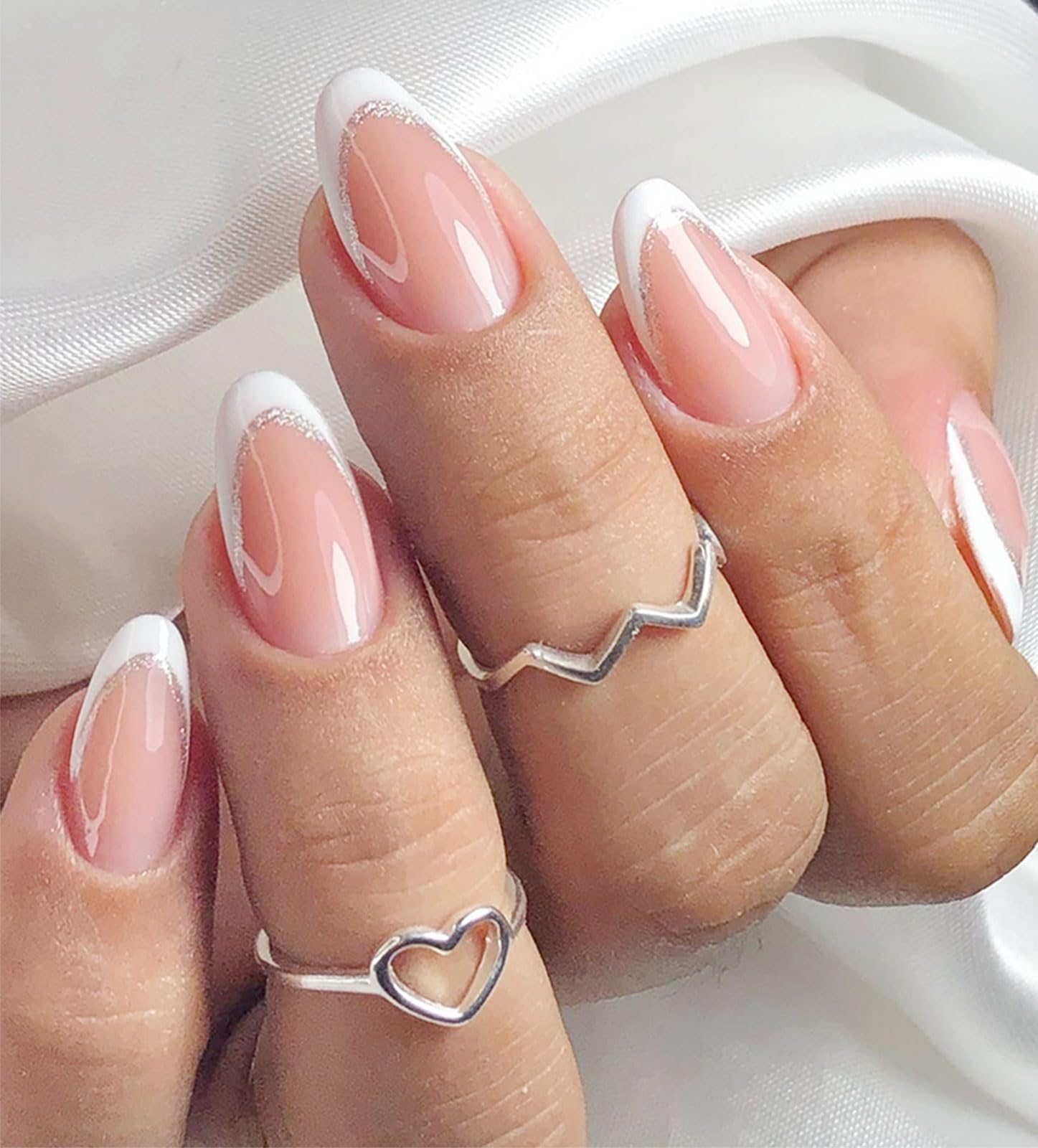 JMEOWIO Gel Nail Stickers White French Tip Transparent Semi-Cured Strips Wraps UV/LED Supplies Art Design Decoration Accessories