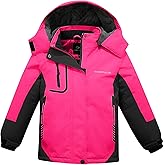 FARVALUE Girls Waterproof Ski Jacket Windproof Winter Coat Warm Fleece Snow Coat Outdoor Raincoats Hooded