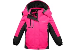 FARVALUE Girls Waterproof Ski Jacket Windproof Winter Coat Warm Fleece Snow Coat Outdoor Raincoats Hooded
