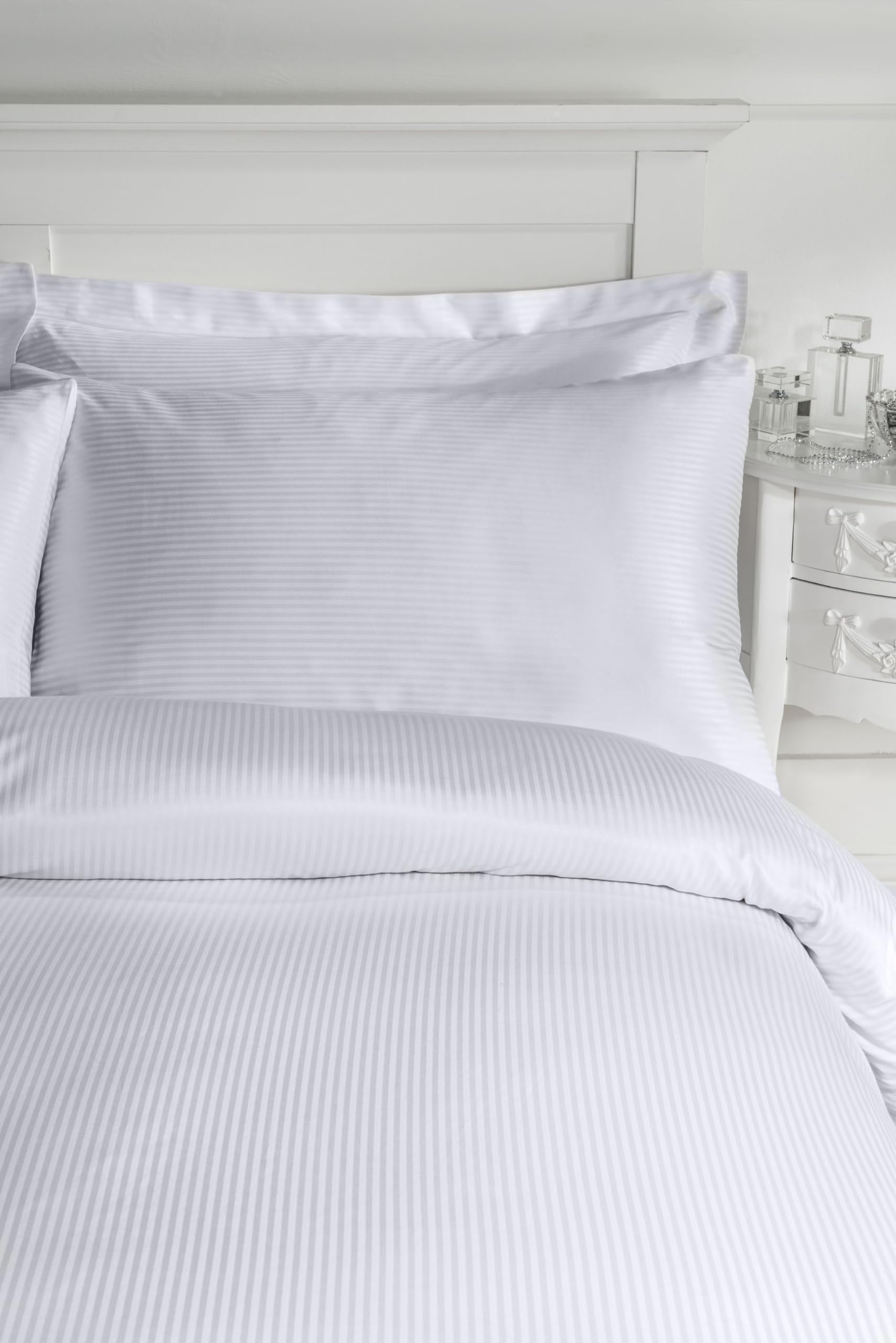 Catherine Lansfield Satin Stripe 300 Thread Count Oxford Pillowcase Pair Grey
