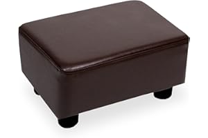 CAROLMADE Small Foot Stool Ottoman PU Footstool with Legs Foot Rest for Living Room Bedroom and Office, Brown