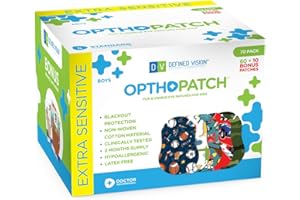 Opthopatch Eye Patches for Kids - Extra Sensitive Adhesive - Boys' Design [Series I] - 70 Count + 2 Reward Charts