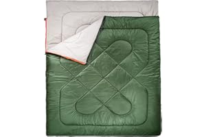 Amazon Basics 40°F Cool Weather Two-Person Sleeping Bag, 87 Inches x 59 Inches, Olive Green