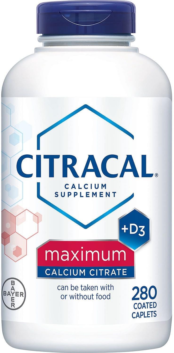 Citracal Maximum, Highly Soluble, Easily Digested, 630 mg Calcium Citrate With 500 IU Vitamin D3, Bone Health Supplement for Adults, Caplets (280 Count)