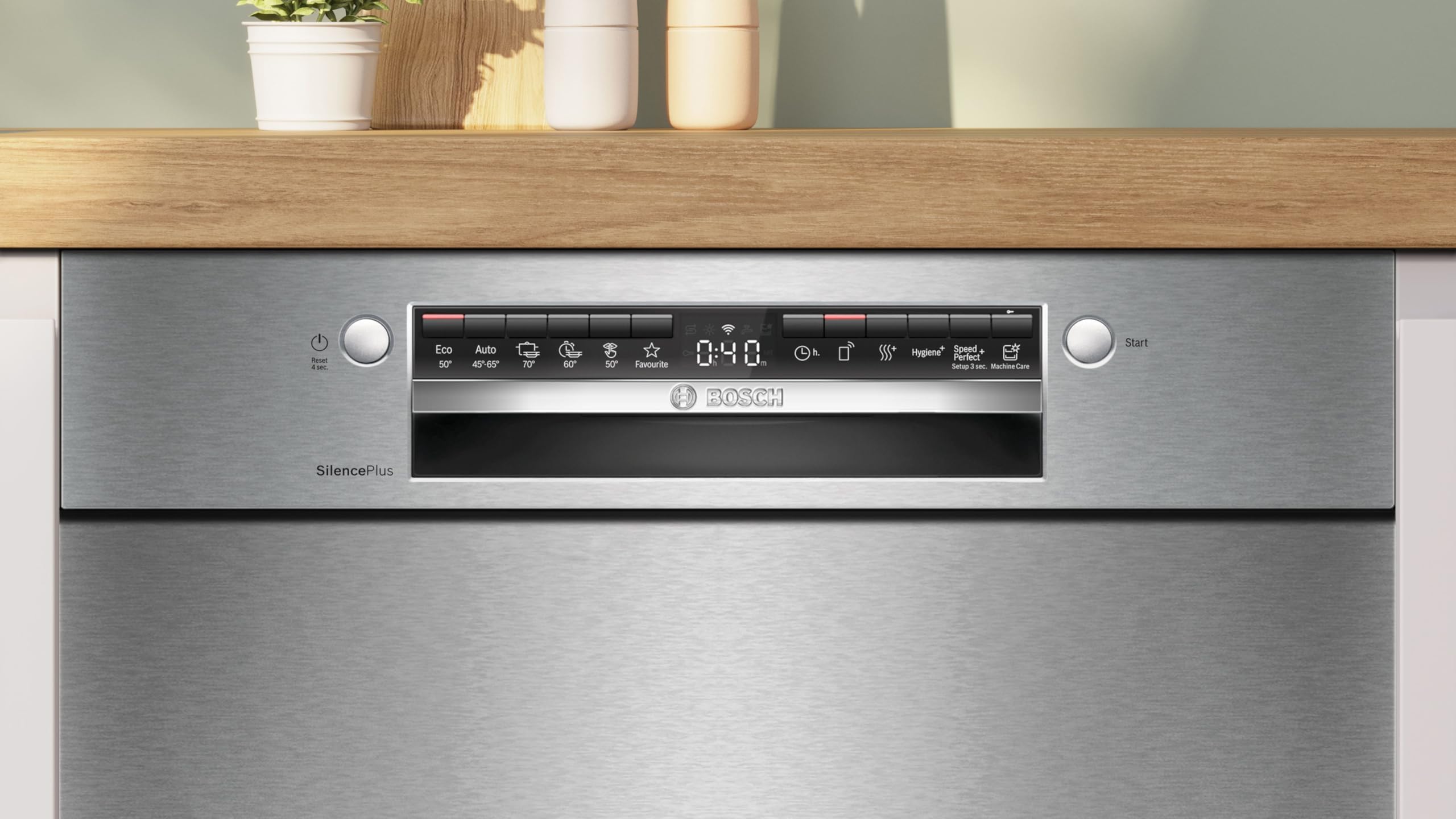 Bosch SMU4ECS32E, Serie 4, Smarter Unterbau Geschirrspüler 60 cm, Besteckschublade, Made in Germany Spülmaschine, extra Trocknen, starke Reinigung, sehr leise, Automatikprogramme, AquaStop, Edelstahl 3
