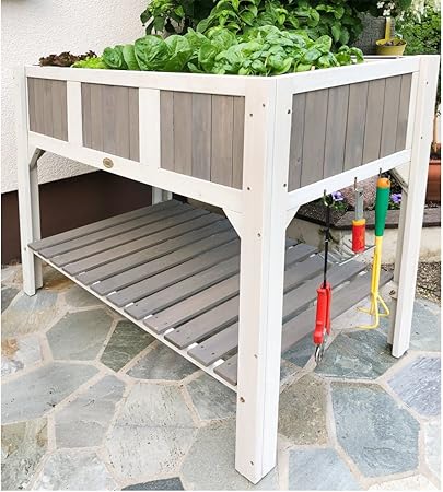 HABAU Klara Jardinera elevada, Blanco/Gris: Amazon.es: Jardín