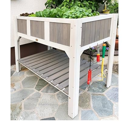 HABAU Klara Jardinera elevada, Blanco/Gris: Amazon.es: Jardín