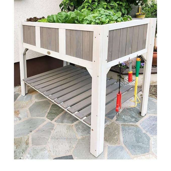 HABAU Klara Jardinera elevada, Blanco/Gris: Amazon.es: Jardín