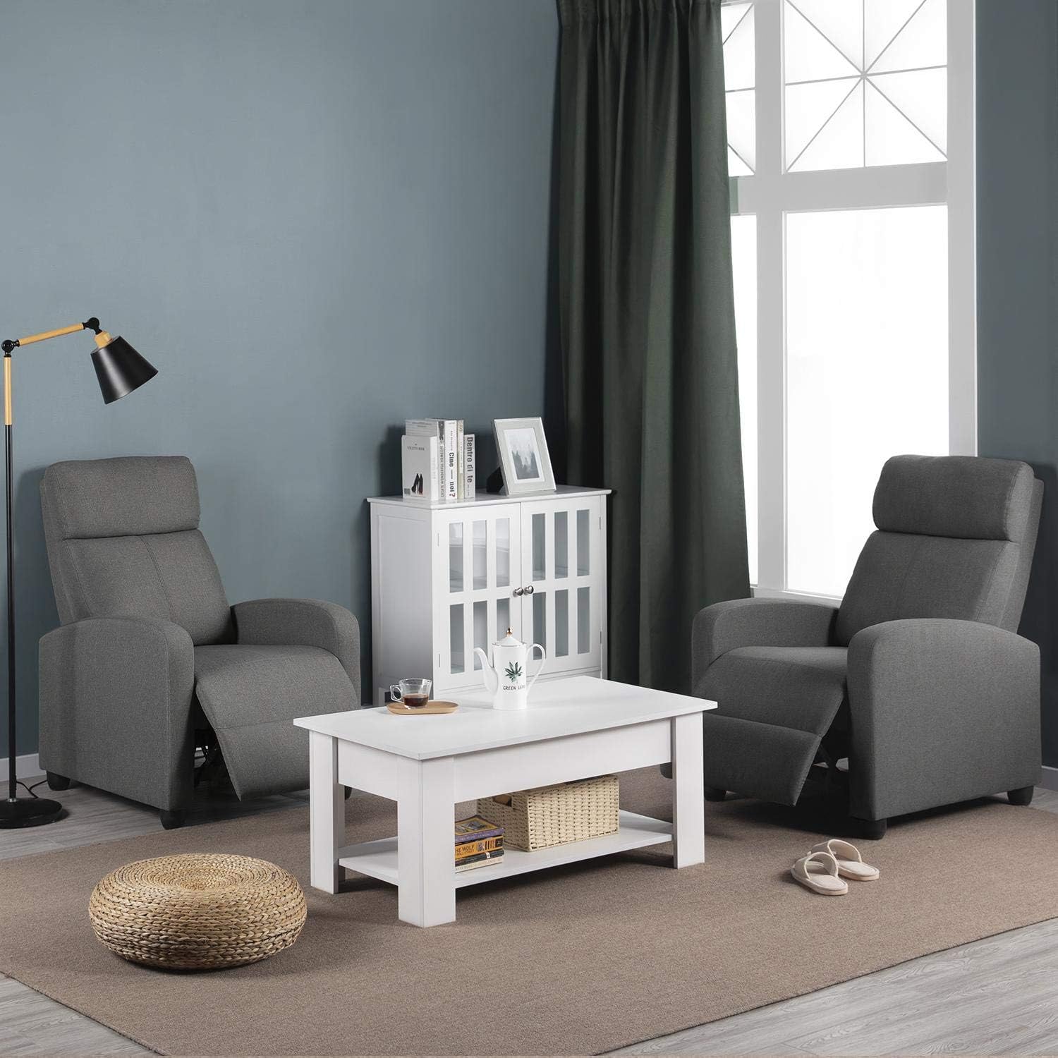 Yaheetech 2-Seat Home Theater Seating Pushback Recliner Chair with Thick Seat Cushion and Backrest for Living Room: Furniture & Decor