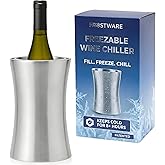 Frostware Patented Wine Chiller Bucket – Fill-With-Water & Freeze Stainless Steel Wine Bottle Chiller and Champagne Cooler Keeps Drinks Cold for 8+ Hours, Double Wall Insulated Design