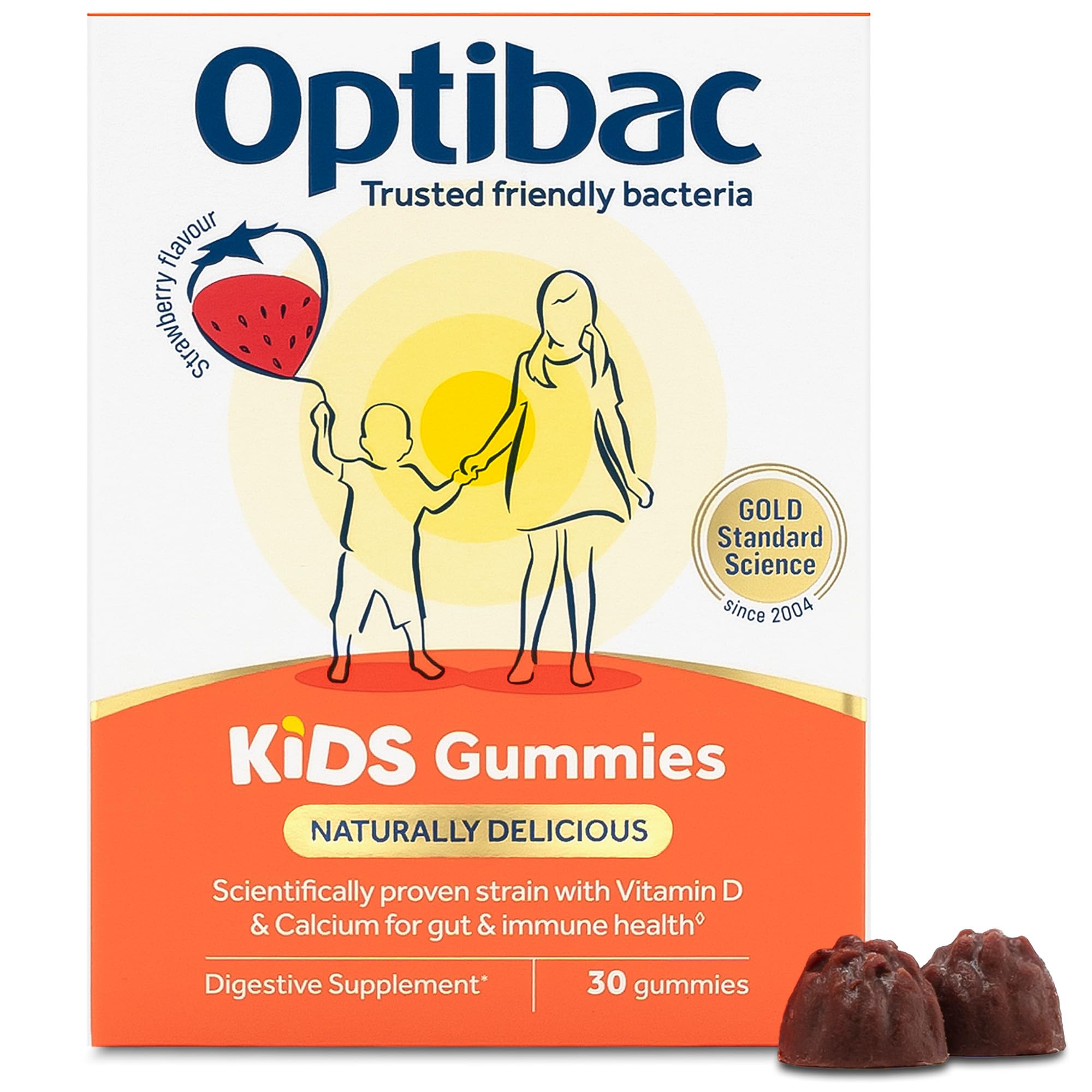 Optibac Probiotics Kids Probiotic Gummies - Vitamin D & Calcium for Immune Support & Gut Health - Most Trusted By Parents - 30 Vegan Gummies