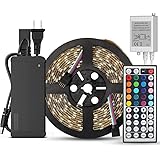 SUPERNIGHT 5-Meter Waterproof Flexible Color Changing RGB SMD5050 300 LEDs Light Strip Kit with 44 Key Remote and 12V 5A Power Supply