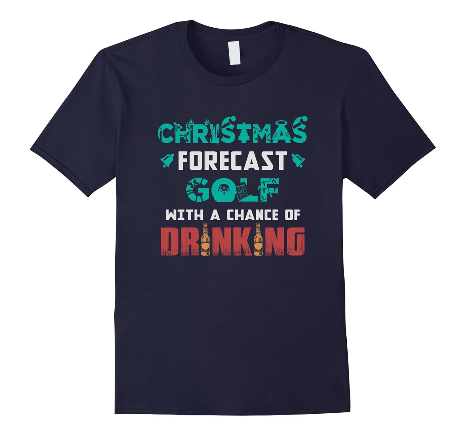 Christmas Forecast Golf With A Chance Of Drinking T Shirt-ANZ