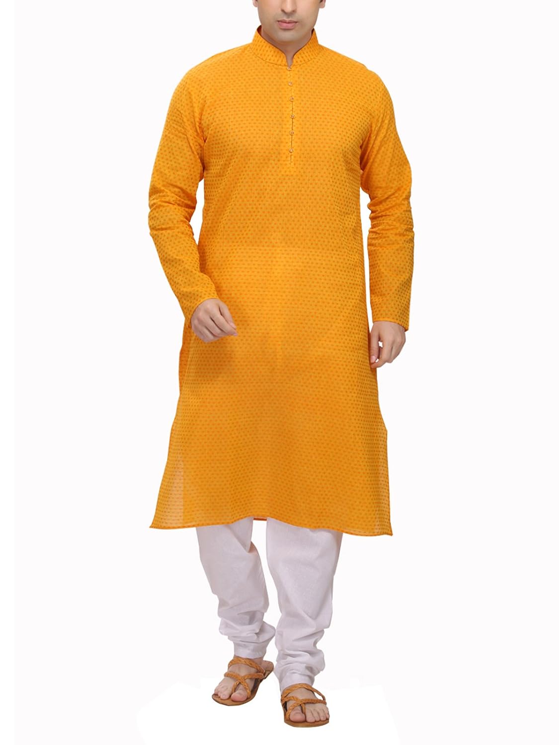 rg designers men's yellow kurta pyjama set
