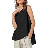 Amazhiyu Womens 100% Linen Tank Tops Casual Crewneck Sleeveless Blouses Summer