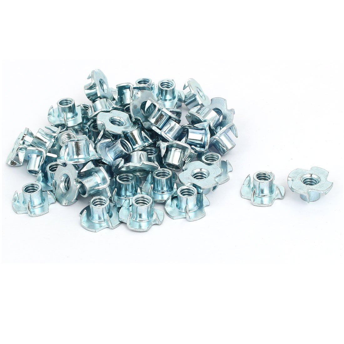 Sourcingmap 1/4-inch Thread Dia 8mm Height 4 Prongs Fully Threaded Pronged Tee Nuts 50pcs