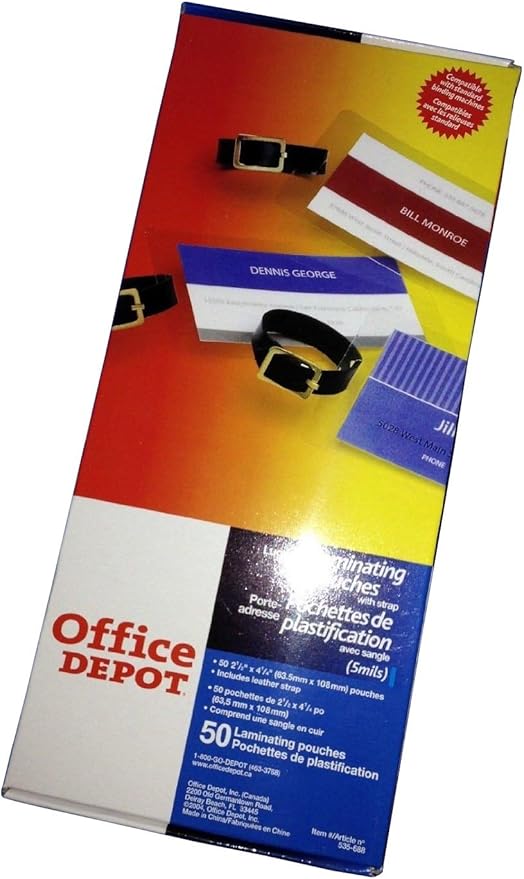 Amazon Com Office Depot Id Card Luggage Tag Hot Laminating Pouches Slotted With Strap 50pcs Office Products