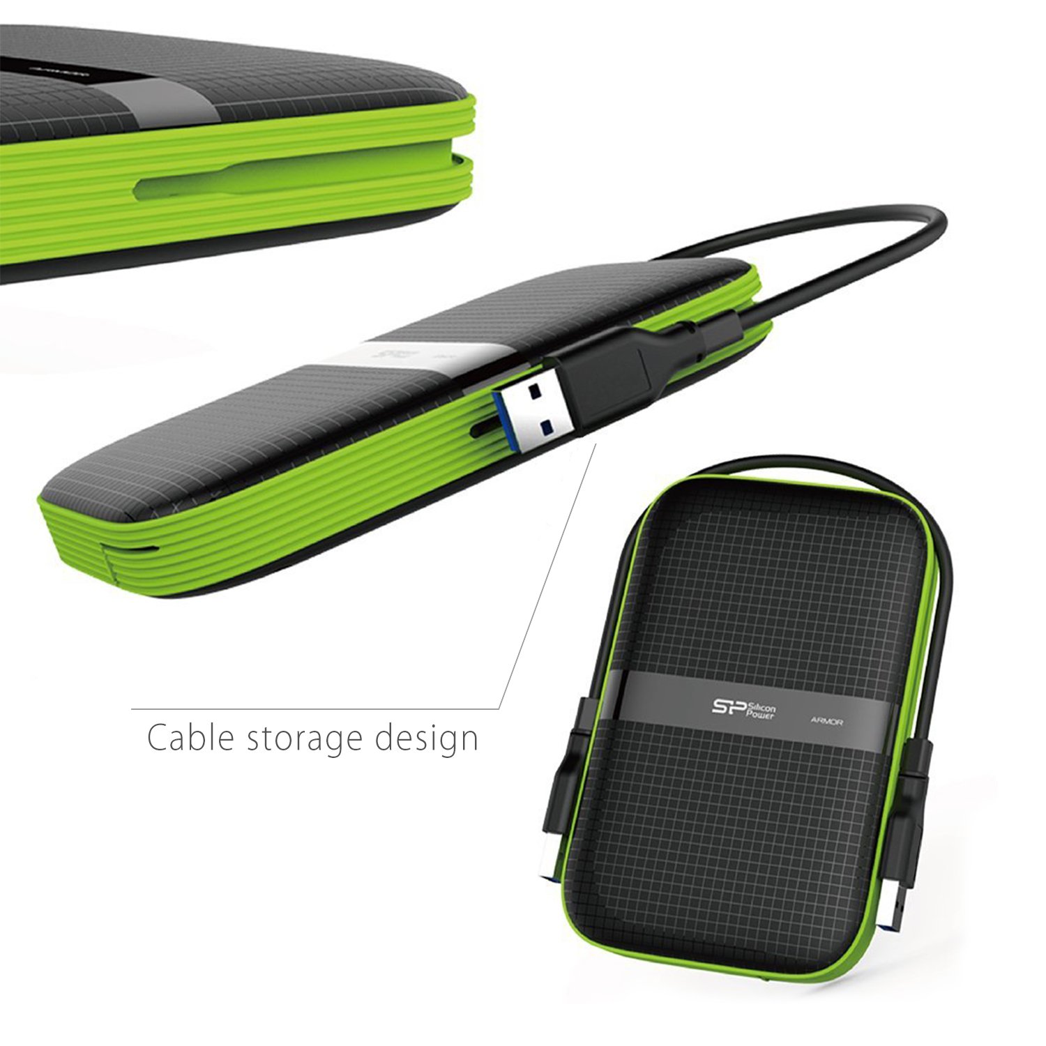 Silicon Power 4TB USB-C USB 3.0 Rugged Portable External Hard Drive Armor A60, Military-Grade Shockproof/Water-Resistant for PC, Mac and iPad Pro, Black