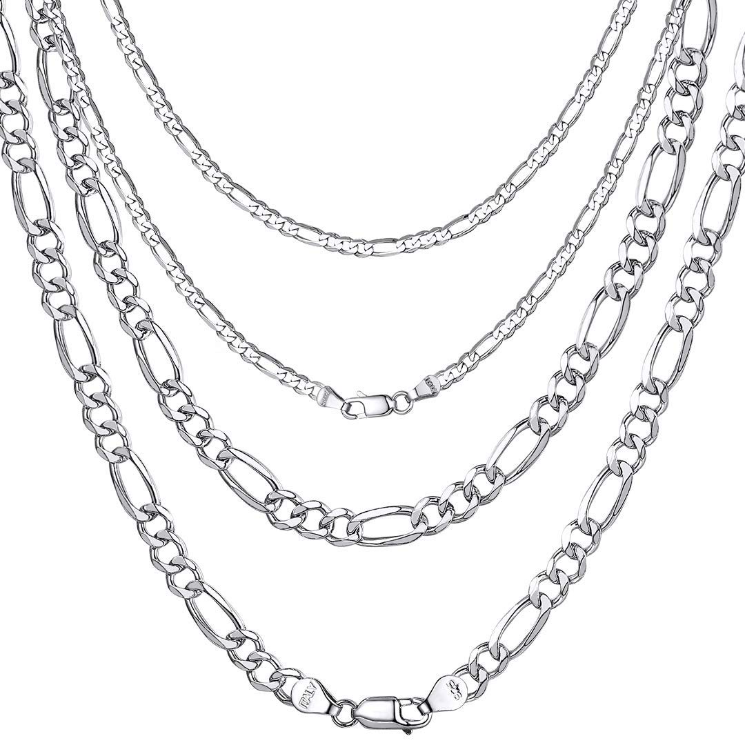 Figaro Chain 3mm Sterling Silver Chains for Women Mens Figaro Necklace