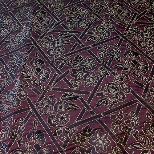 Bamboo and Morning Glories Burgundy Black Gold Brocade Fabric 57" Width - Sold by the Yard