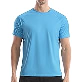 Men's UPF 50+ Swim Shirts, Sun Protection Short Sleeve Rash Guard, Quick Dry T-Shirt for Fishing and Surfing