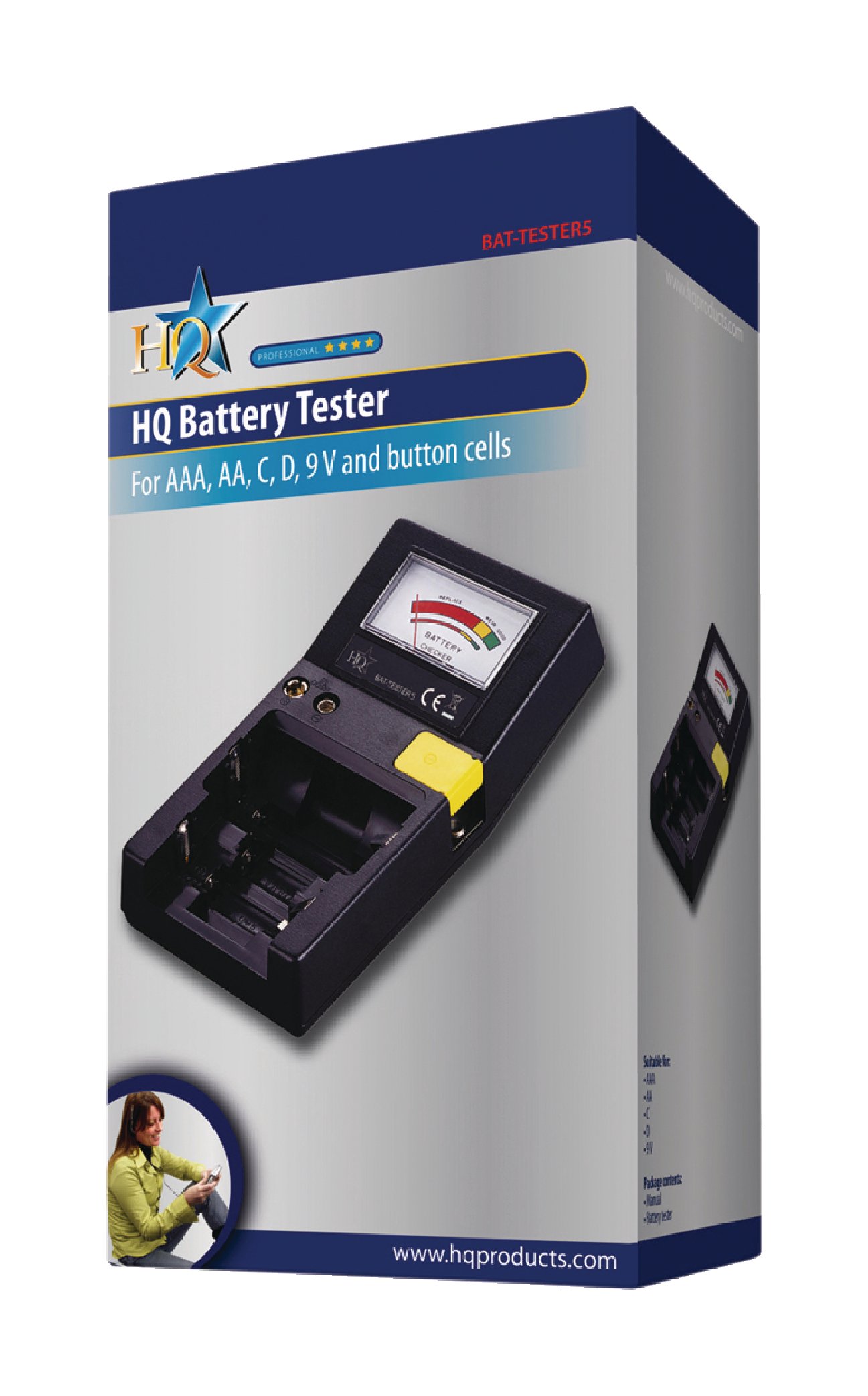 HQ Battery Tester for AAA AA C D 9 V and Button Cell Batteries