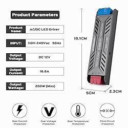 BRIMETI LED Power Supply 12V 200W LED Driver LED
