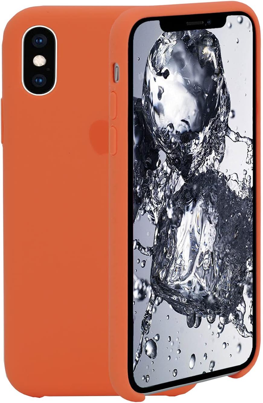Compatible with iPhone X iPhone Xs Silicone Case 5.8 inch, Liquid Silicone Case Protection Shockproof Protection Anti-Scratch Silicone Phone Case for iPhone Xs and iPhone X, Apricot Orange