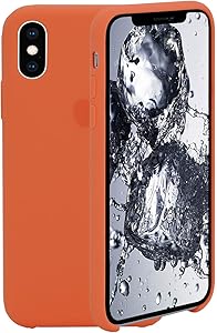 Compatible with iPhone X iPhone Xs Silicone Case 5.8 inch, Liquid Silicone Case Protection Shockproof Protection Anti-Scratch Silicone Phone Case for iPhone Xs and iPhone X, Apricot Orange