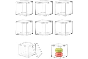 KissYou Acrylic Box Clear Boxes for Candy Small Rectangle Box Plastic Square Cube Transparent Containers with Lid Jewelry Storage Wedding Easter Party Favor Boxes (8 Pieces 2.6x2.6x2.6 Inch)