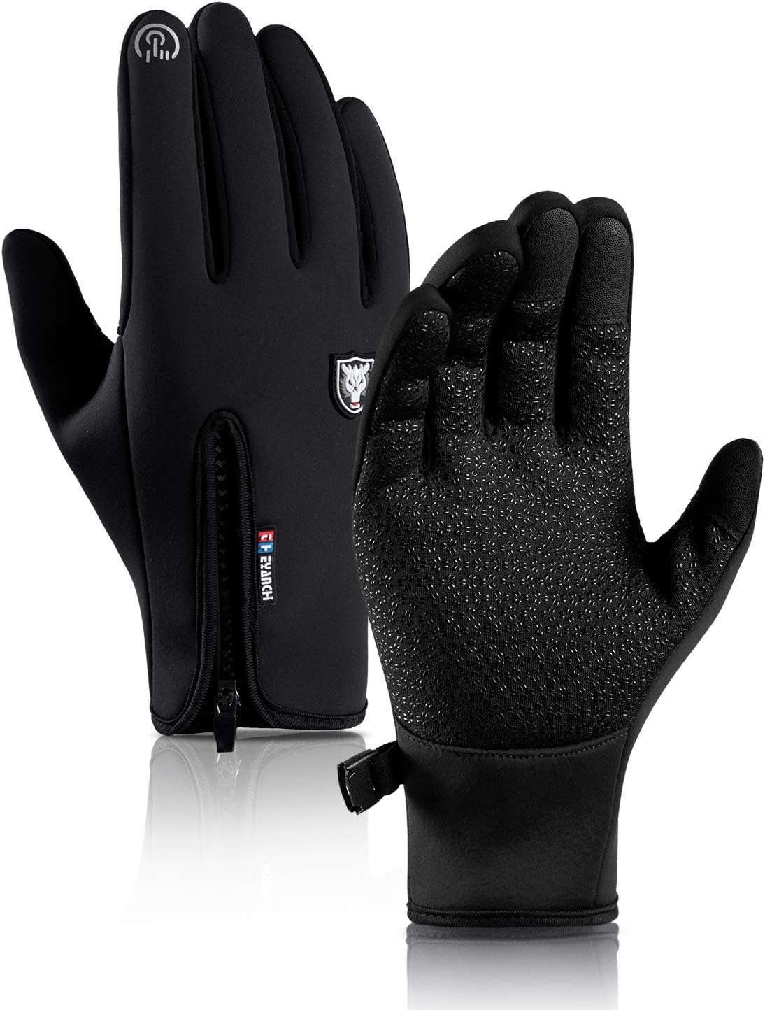 HONYAR Winter Gloves Men Women - High-Density Carbon Fiber Windproof Waterproof Glove, Touch Screen Fingers, Anti-Slip Grip, Lightweight Snug-Fit, Warm Lining for Training Driving Cycling Running Work : Clothing
