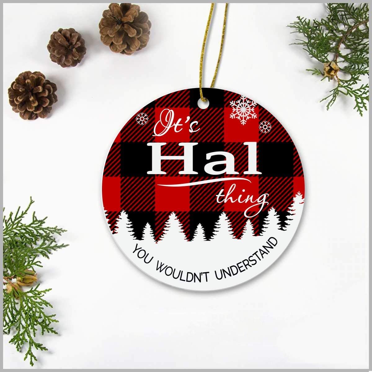 Amazon Com Merry Christmas Tree Ornament With Name Hal It S Hal