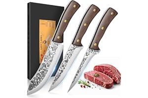 Kitchen Knives 3Piece Sharp Boning Knife Set Couteau Cuisine Chef's Knives Fillet Knife,German High Carbon Steel Meat Cleaver