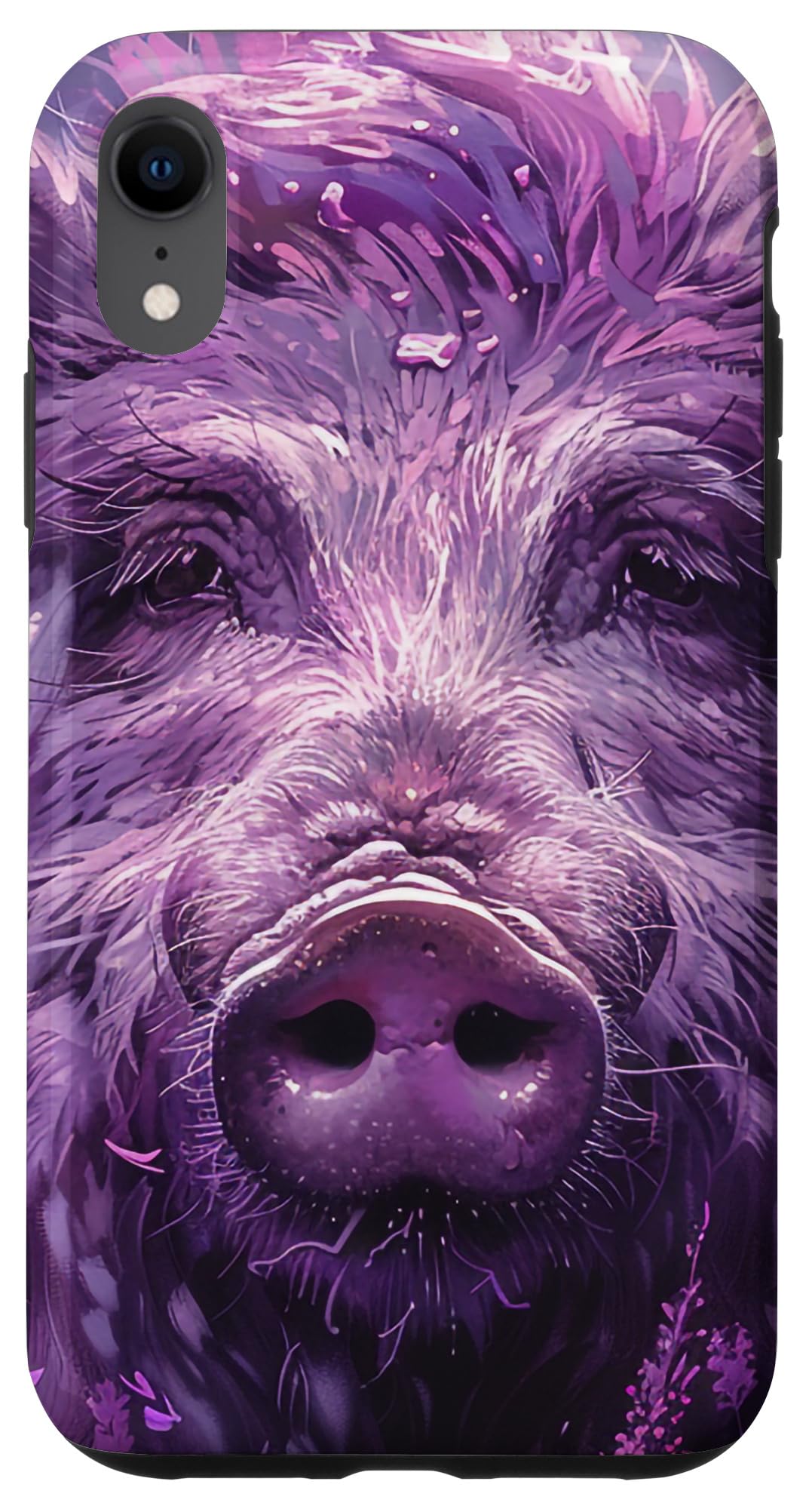 iPhone XR Wild Boar Lover Floral Van Gogh Style Lavender Case
