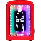 Coca-Cola 4L / 6-Can Mini Fridge with Multi-Color LED Light &ndash; Portable Thermoelectric 12V DC/110V AC Quiet Cooler/Warmer for Bedroom, Office, Car &amp; Gaming Room &ndash; Mini Refrigerator for Drinks Skincare