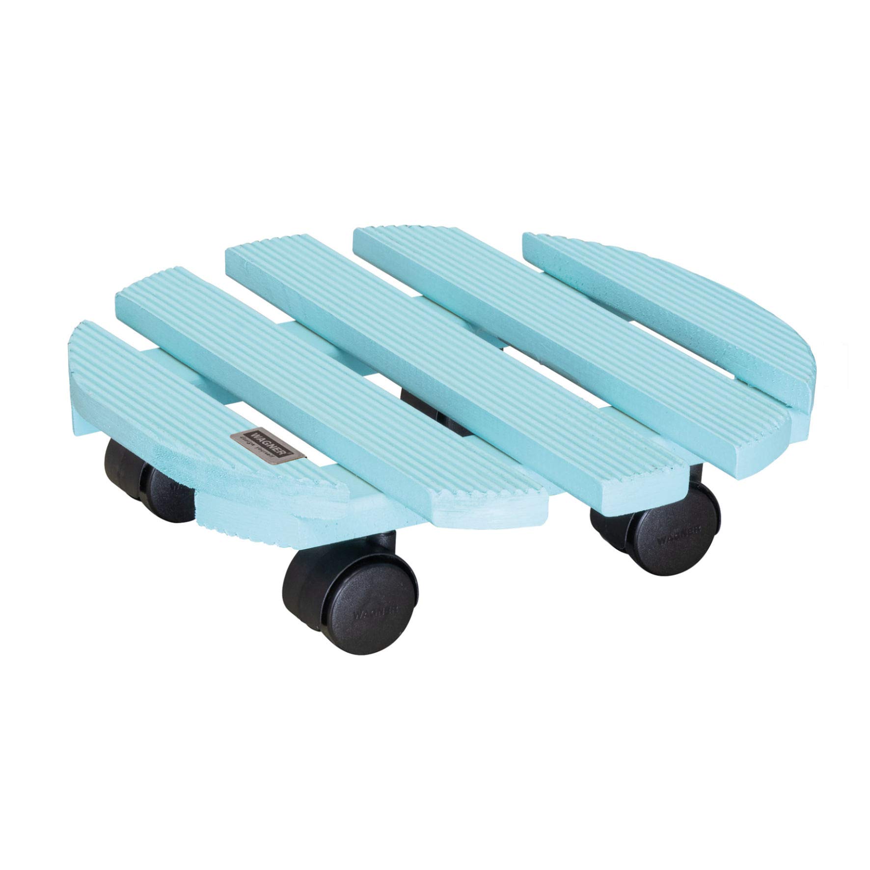 WAGNER Plant trolley AQUA SPLASH Ø 30 x 8 cm I For indoor use I Non-slip rolling board I Made of FSC®-certificated solid wood, aqua splash/turquoise I Load capacity 100 kg I Made in EU - 20018401