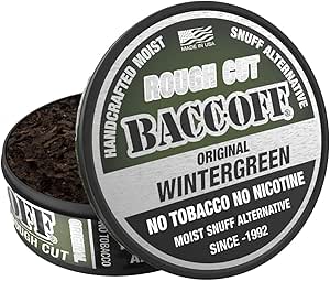 BaccOff, Original Wintergreen Rough Cut, Premium Tobacco Free, Nicotine Free Snuff Alternative (10 Cans)