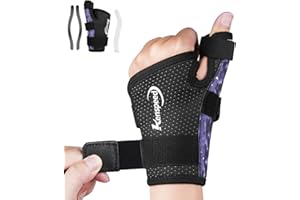Kenspeed Wrist & Thumb Brace Carpal Tunnel Wrist Brace Night Support Thumb Stabilizer, Spica Thumb Splint Right Hand & Left Hand for Dequervain's Tenosynovitis, Tendonitis, Arthritis (Purple-Left, M)