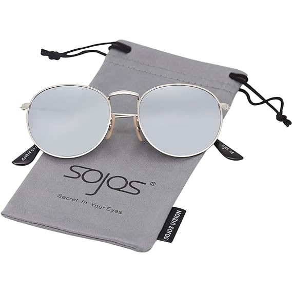 SOJOS Mode Rund Polarisiert Damen Herren Sonnenbrille Mirrored Lenses Unisex Sunglasses SJ1014