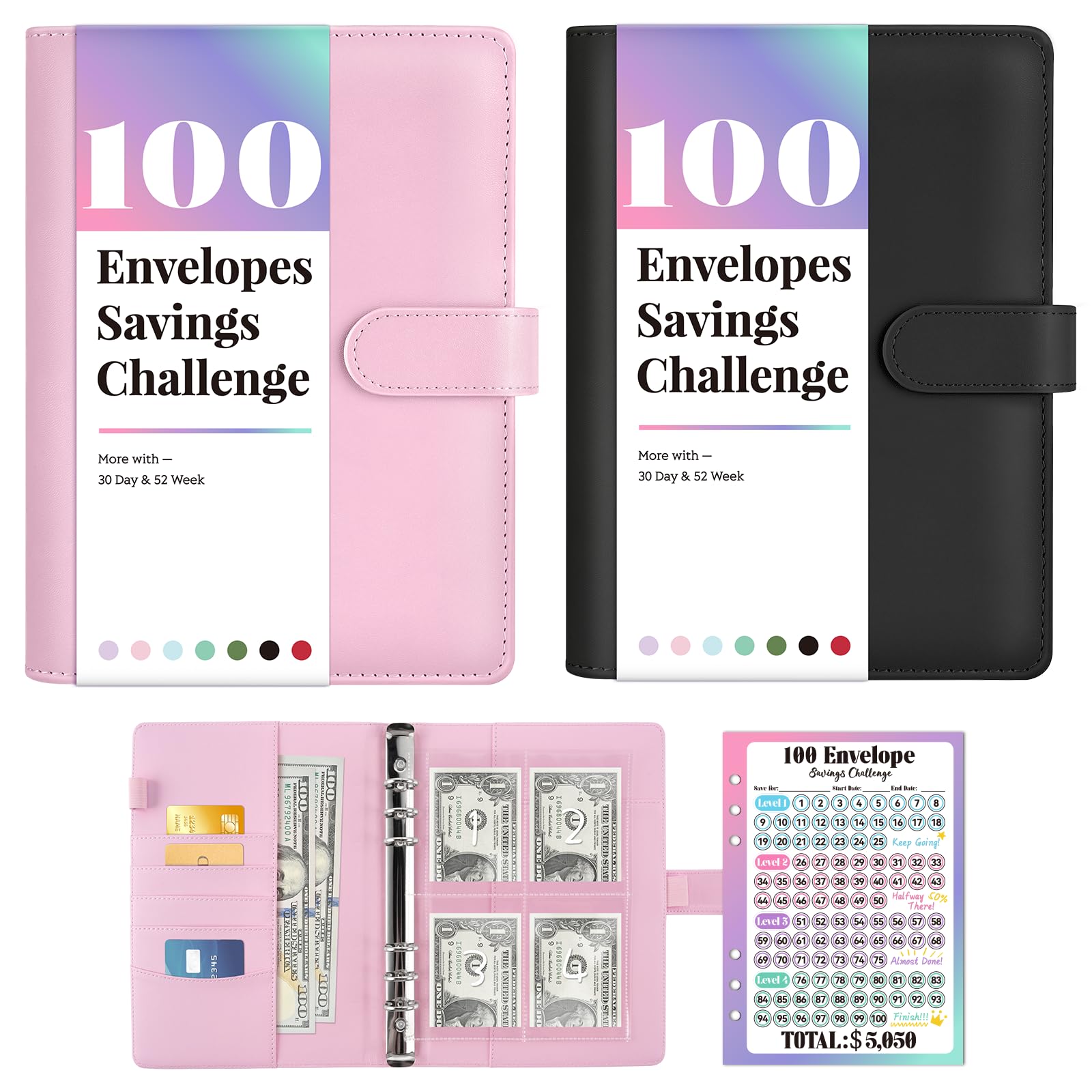 2PCS 100 Envelopes Money Saving Challenge, Savings