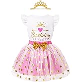 LYSMuch Girls Birthday Outfit Birthday Girls Shirt Princess Tutu Tulle Skirt Headband