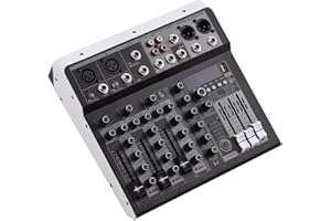 4-Channel Mixer Mixing Console with 48V Phantom Power 16 Reverberation Effects BT Module for Home Studio Recording DJ Network